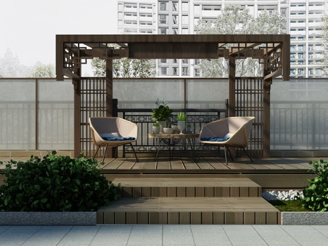  中式庭院花园凉亭景观3d模型 