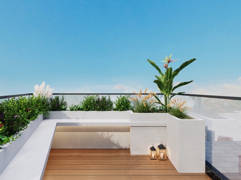  屋顶花园 造景  景观3d模型 