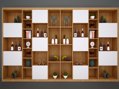  中式酒柜书柜装饰柜3d模型 