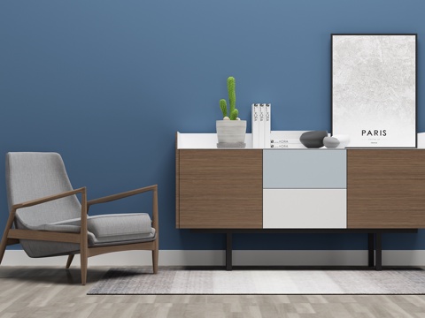  现代边柜 装饰柜 椅子 摆件 装饰画3d模型 