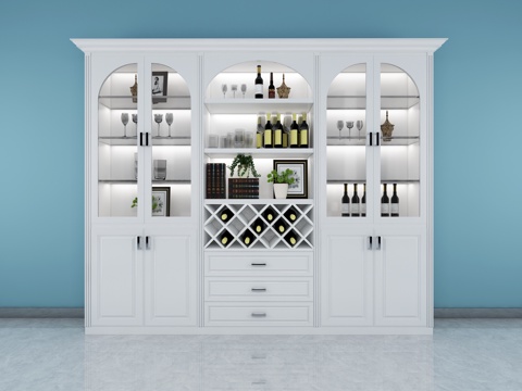  欧式简约酒柜3d模型 