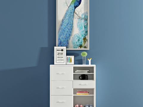  现代鞋柜 装饰柜 边柜 装饰画3d模型 