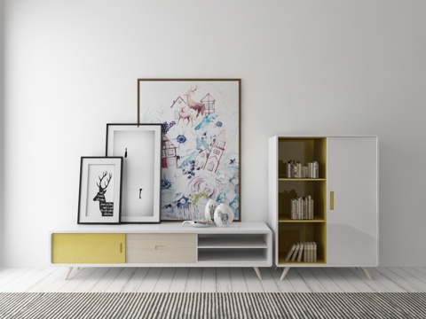  现代装饰柜摆件3d模型 