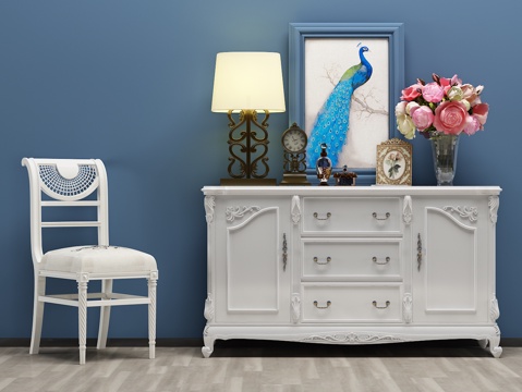  北欧装饰柜 边柜 装饰画 单椅 摆件3d模型 