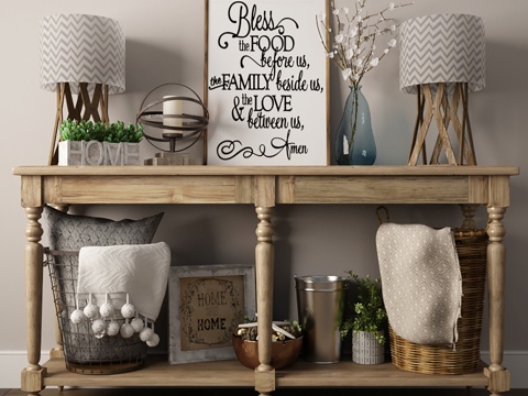  现代美式装饰品装饰柜艺术品组合3d模型 