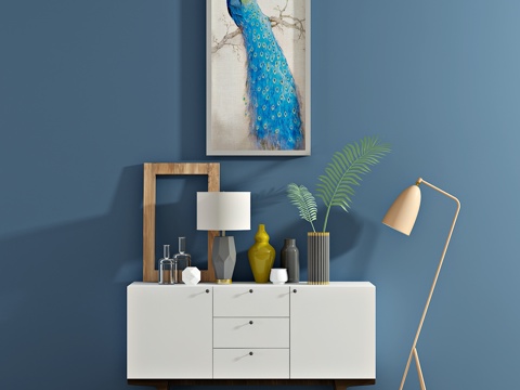  北欧鞋柜 装饰柜 边柜 装饰画3d模型 