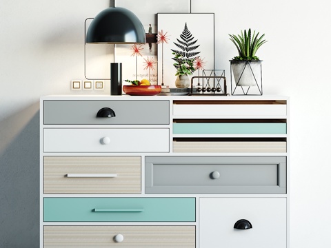  北欧装饰柜摆件组合3d模型 