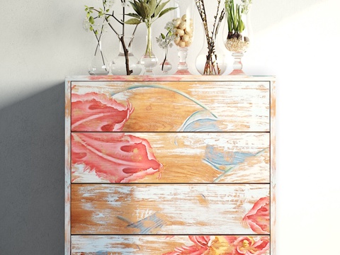  工业风 装饰柜 摆件组合3d模型 