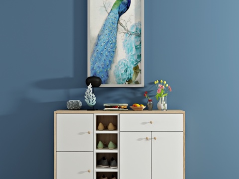  北欧鞋柜 边柜 装饰柜 装饰画3d模型 