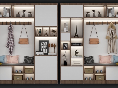  现代北欧鞋柜组合3d模型 