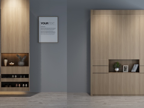  现代风格鞋柜衣柜组合3d模型 