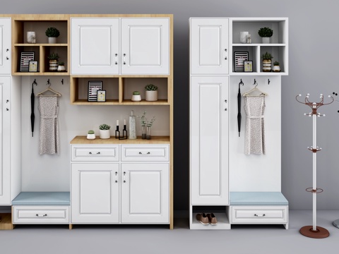  北欧实木鞋柜3d模型 