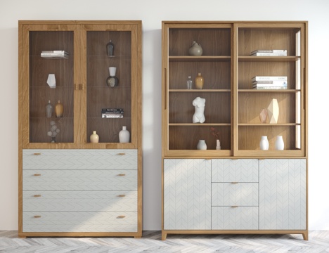  现代简约陈列柜摆件组合3d模型 