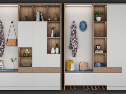  现代北欧鞋柜组合3d模型 