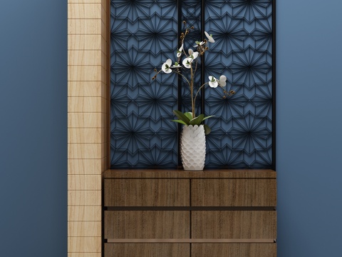  新中式鞋柜 边柜 装饰柜3d模型 