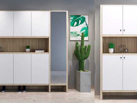  现代北欧风格鞋柜组合3d模型 