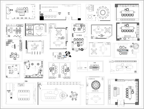  茶室平面布置图cad施工图 