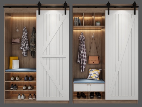  现代北欧鞋柜组合3d模型 