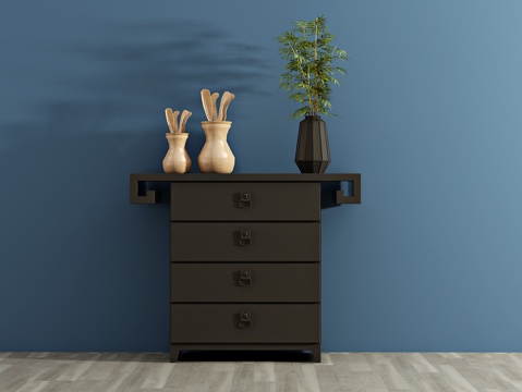  新中式鞋柜 装饰柜 边柜3d模型 