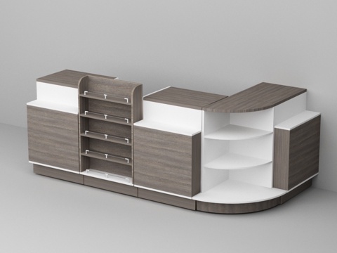  木质两色收银台3d模型 