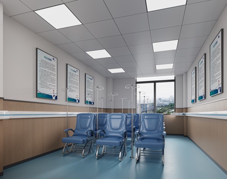  现代医院输液室门诊3d模型 