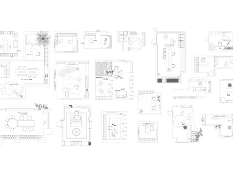  书房茶室平面图块cad施工图 