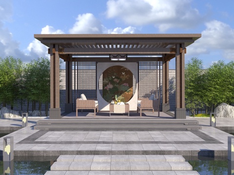  中式休闲亭子3d模型 