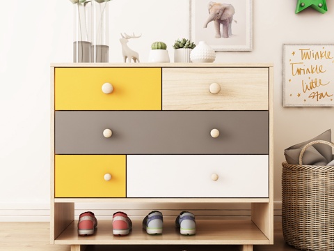  北欧鞋柜斗柜饰品地毯模型3d模型 