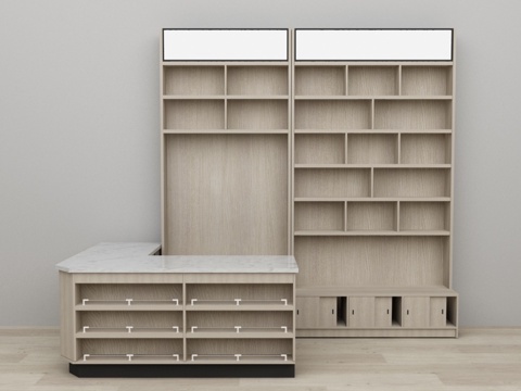  收银台背柜3d模型 