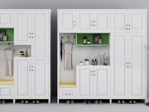  现代实木鞋柜3d模型 