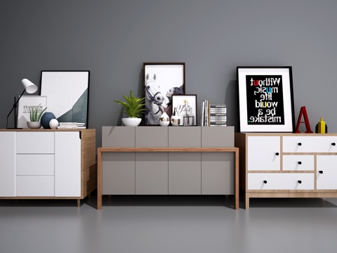  现代边柜 中式边柜 北欧边柜 现代装饰柜  现代餐边柜3d模型 