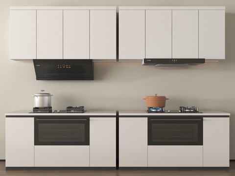  现代油烟机 侧吸油烟机 燃气灶 炉具su模型 