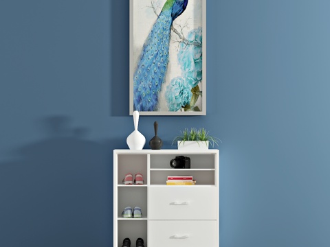  现代鞋柜 装饰柜 边柜 装饰画3d模型 