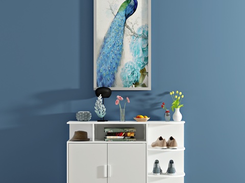  北欧鞋柜 边柜 装饰柜 装饰画3d模型 