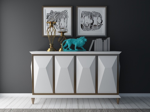  后现代鞋柜 装饰柜 边柜 装饰画 饰品 摆件3d模型 