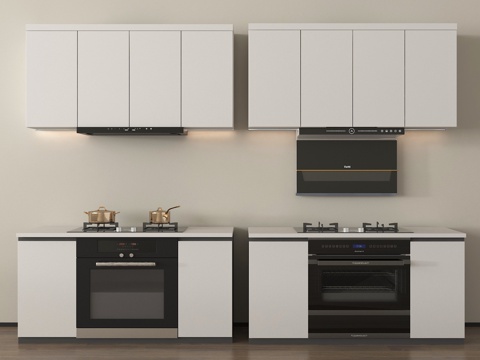  现代油烟机 燃气灶 炉具su模型 