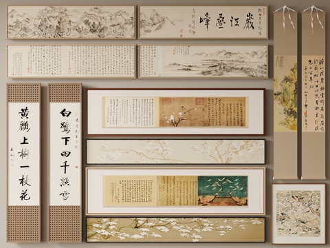 新中式禅意挂画 宋氏美学挂画3d模型