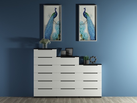  现代鞋柜 装饰柜 边柜 装饰画3d模型 