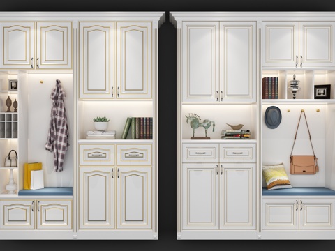  欧式鞋柜组合3d模型 