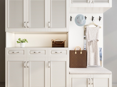  美式田园鞋柜3d模型 