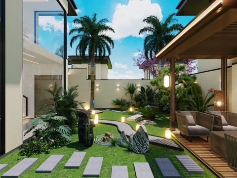  别墅花园庭院别墅凉亭3d模型 