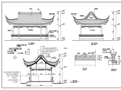  四角亭cad施工图 