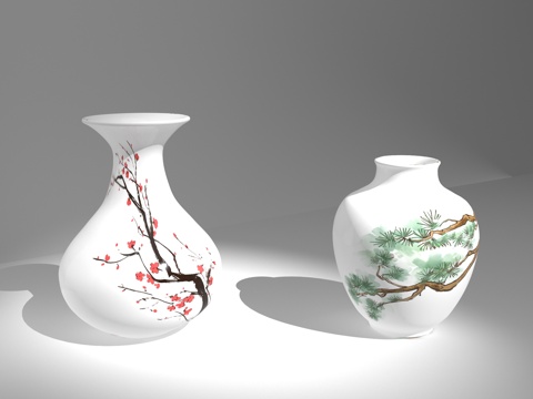  花瓶 中式花瓶 中式陶瓷 青花瓷3d模型 