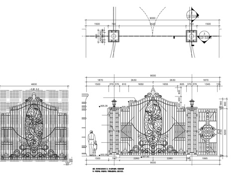  铁艺大门cad施工图 