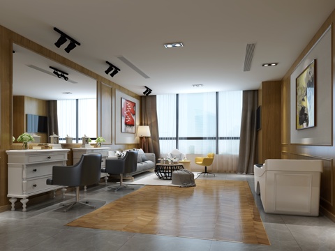  现代 VIP理发室3d模型 