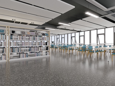  图书馆 阅览室 休闲区3d模型 