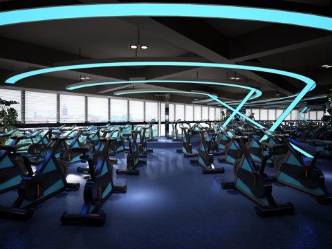  现代健身房3d模型 