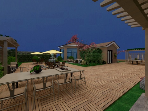  现代花园阳台3d模型 