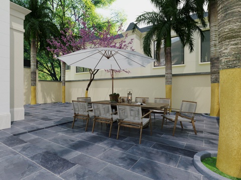  别墅庭院3d模型 