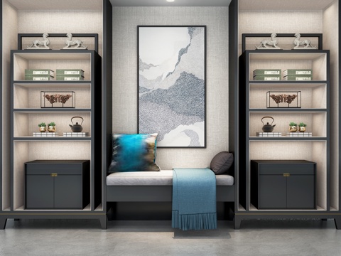  新中式柜子组合3d模型 